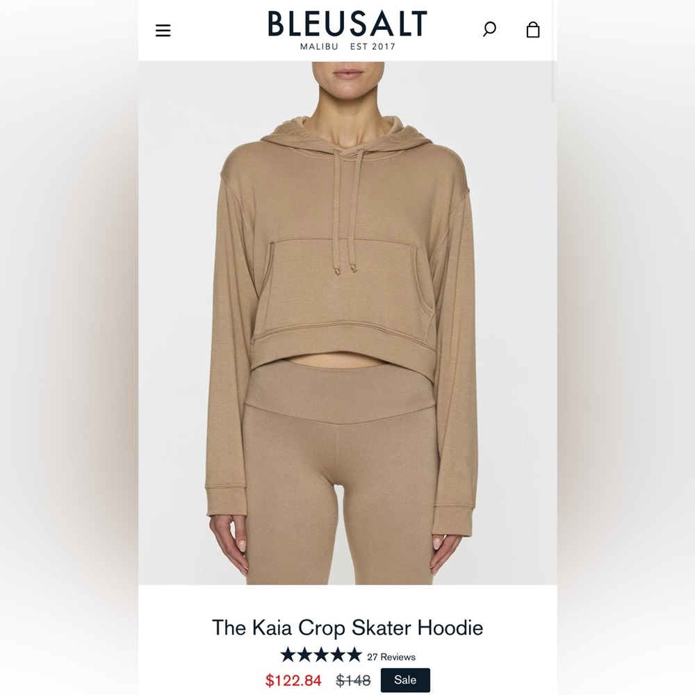 BLEUSALT “KIA CROPPED SKATER HOODIE”- New/Neverworn